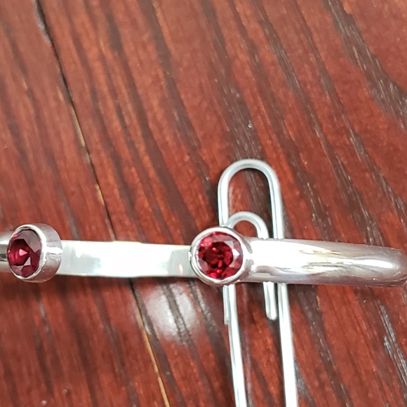 Sterling Silver Cuff Bracelet Bangle ,Garnet Gems - Picture 4 of 6